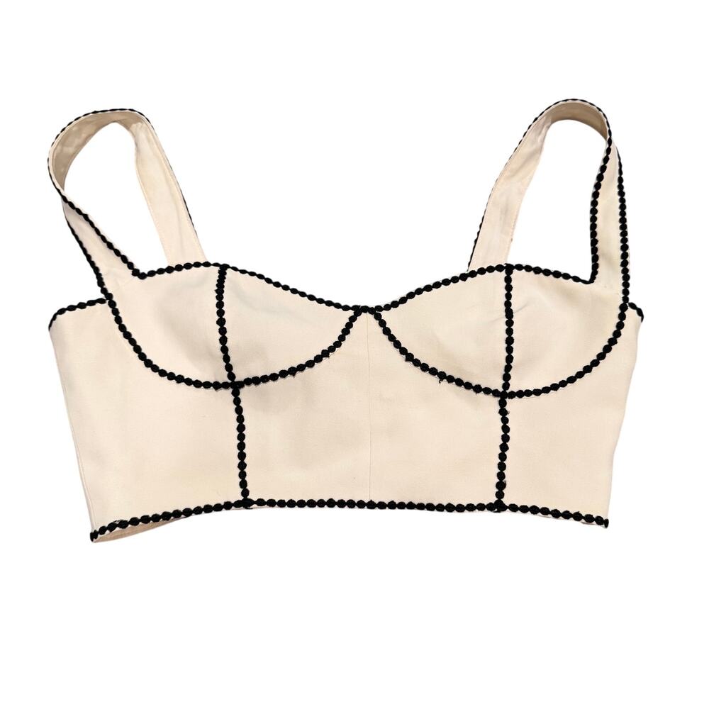 Vintage Italian Bralette Black and Beige Bustier Size Small